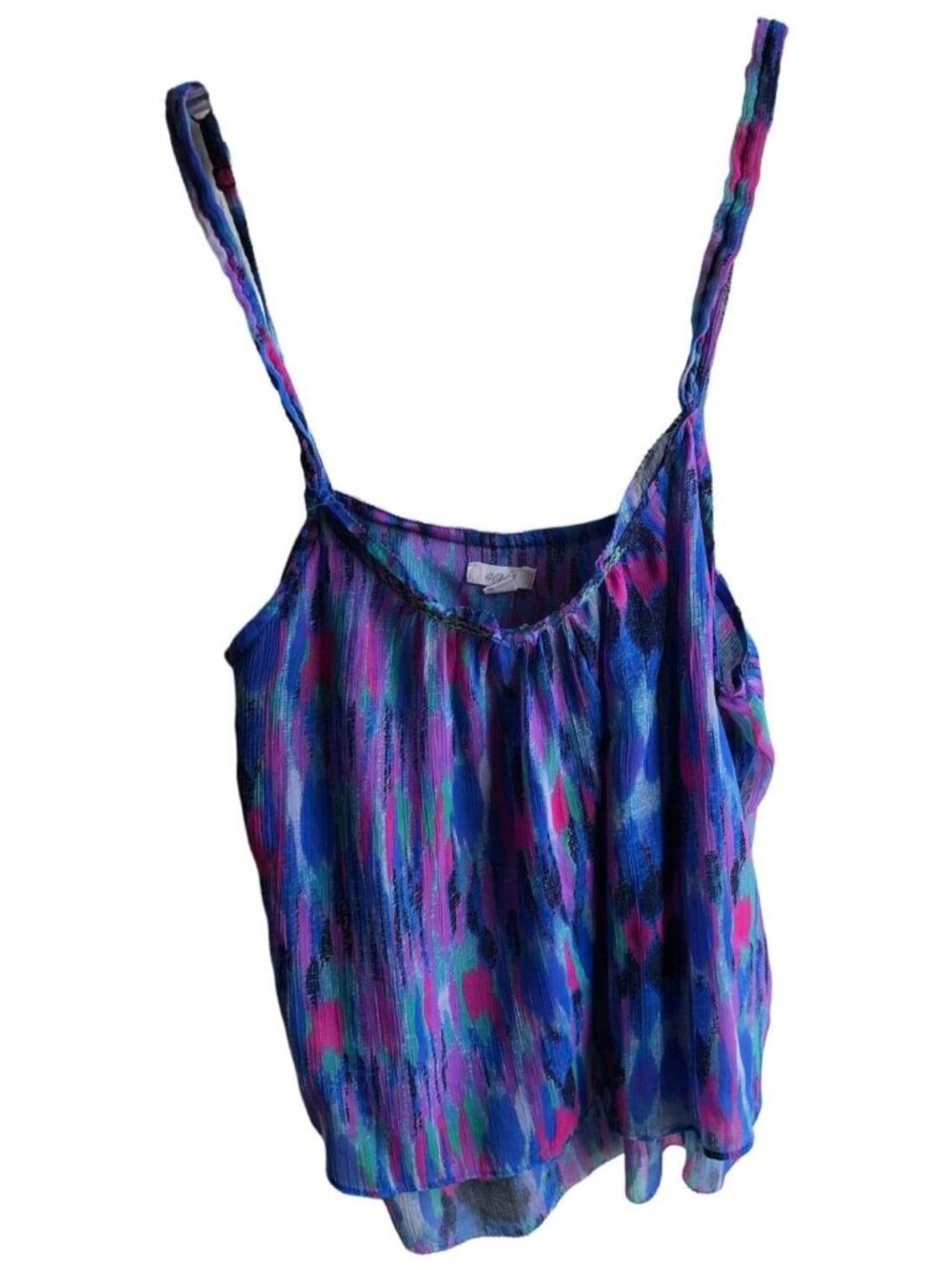 Aerie Cropped Shirt Tank Top Cammy Womens XS Boho Adjust Strap Multicolor Purple